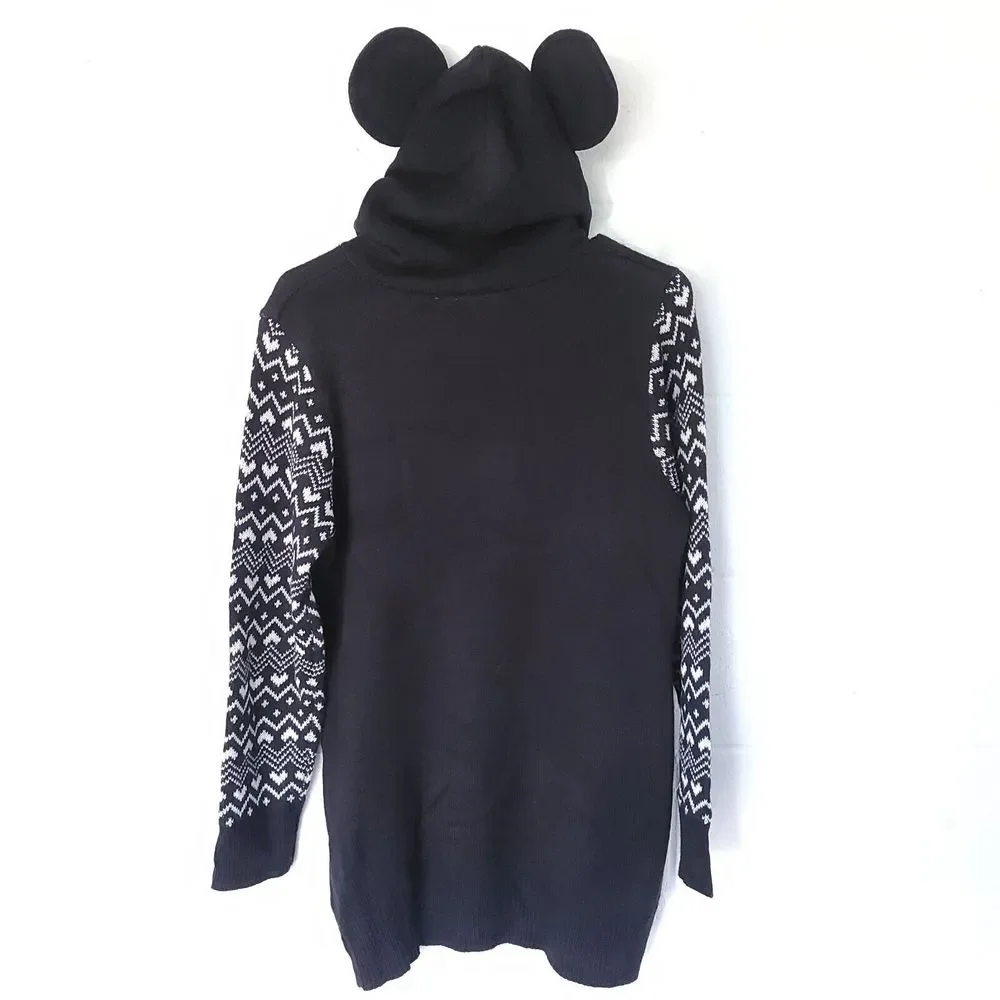 Disney Parks Ugly Christmas Sweater Hoodie Dress Womans Large Minnie Mouse Ears - Picture 5 of 16